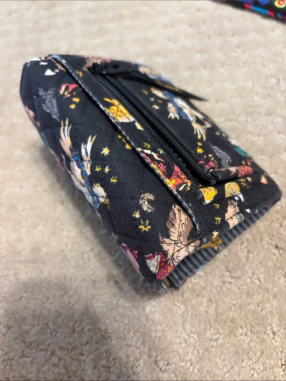 Vera Bradley Black Quilted Kids Wallet with Storybook Character Print
